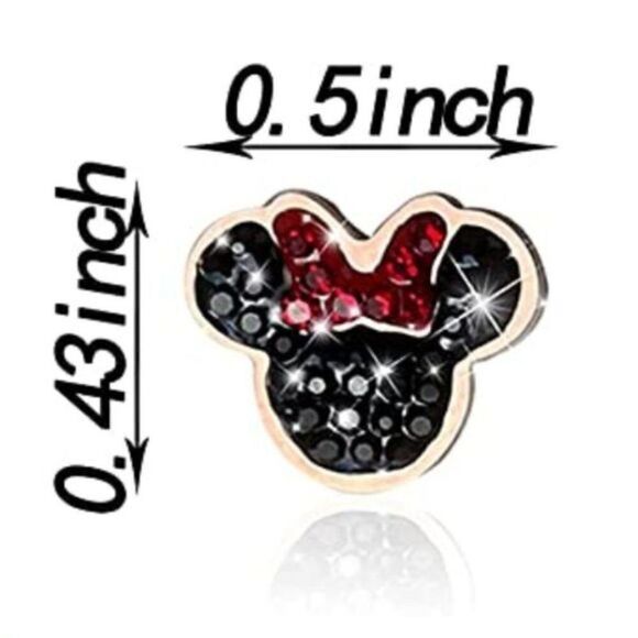 Rose Gold with Red and Black Cubic Zirconia Minnie Mouse Post Back Stud Earrings - Picture 7 of 7